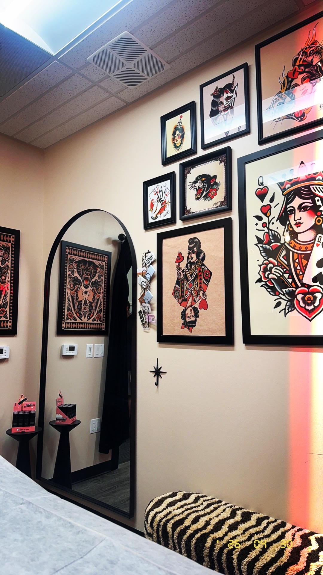 Queen of Hearts Wax Studio mirror and framed wall art in West Long Branch, NJ